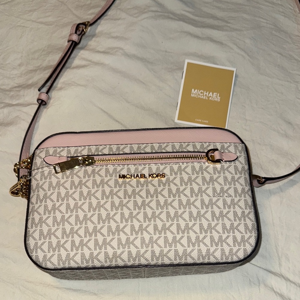 Michael Kors Pink and Cream Crossbody Camera Bag